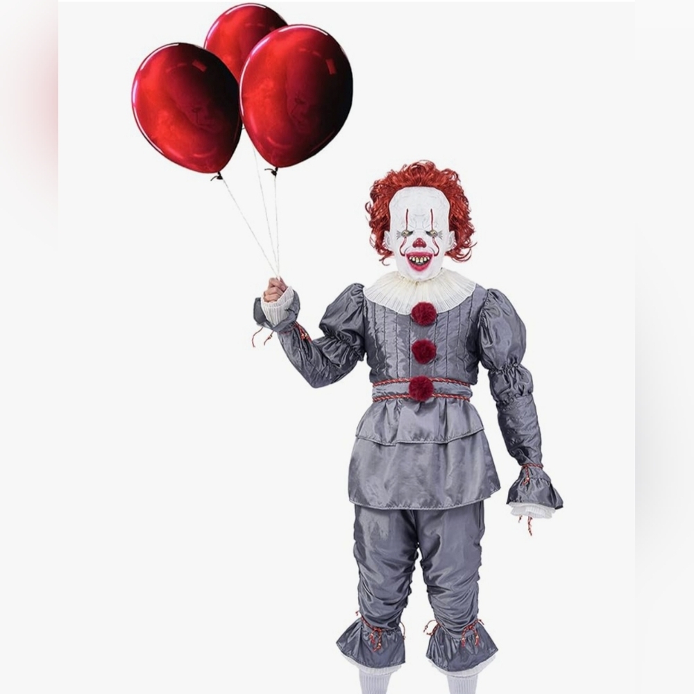 Halloween Deluxe IT Clown Costume Size L/XL Adult with Clown Mask